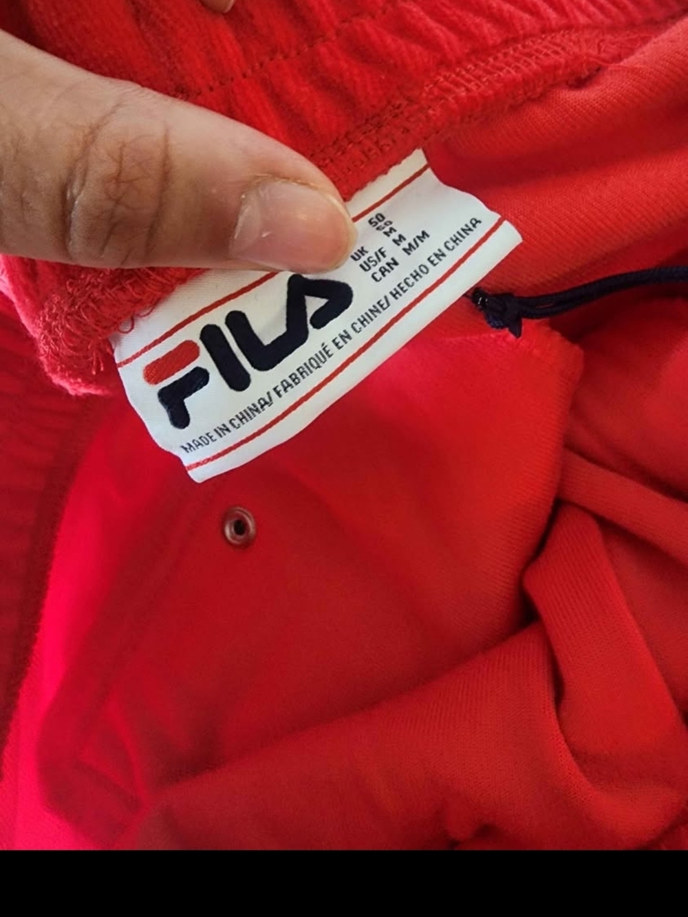Fila Unisex Red Velour Jogger Pants with White Side Stripe Athleisure Medium - Picture 4 of 4